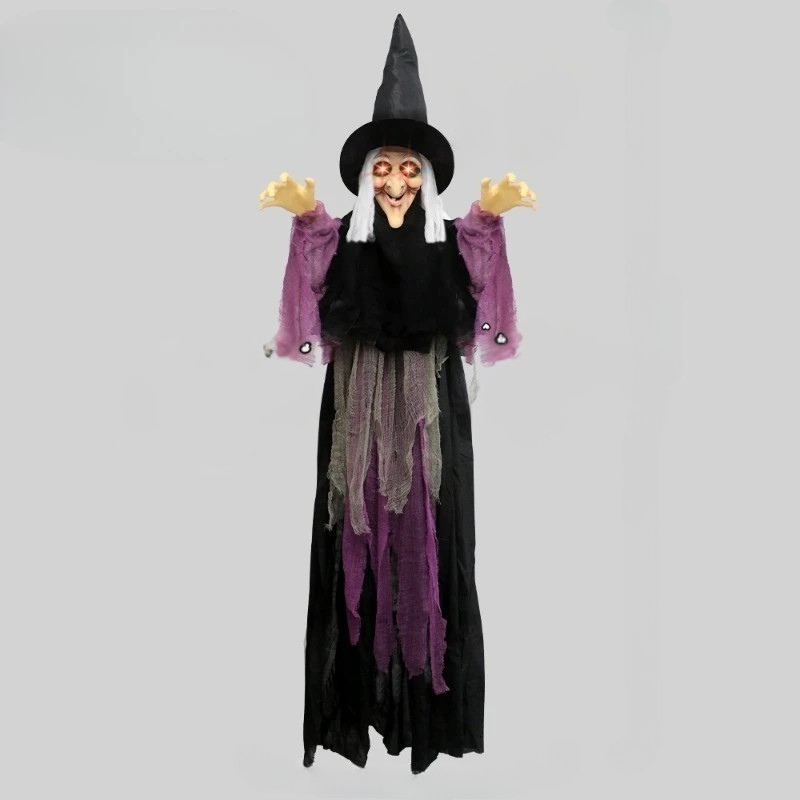 Life Size Animated Halloween Witch with Red Eyes