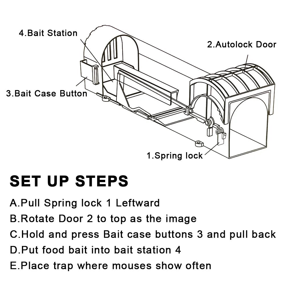 Self-Locking Reusable Humane Mouse Trap