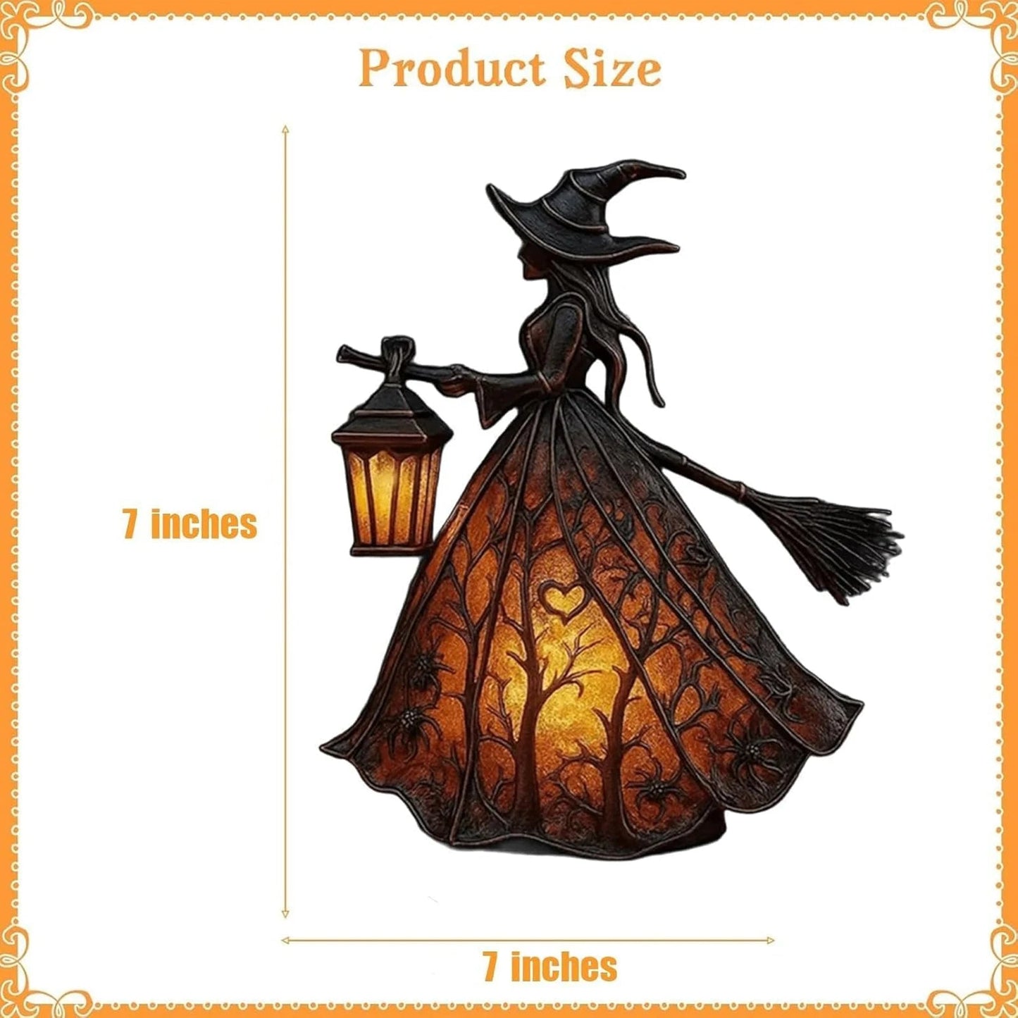 Halloween Witch Table Lamp Spooky Desk Decor Light