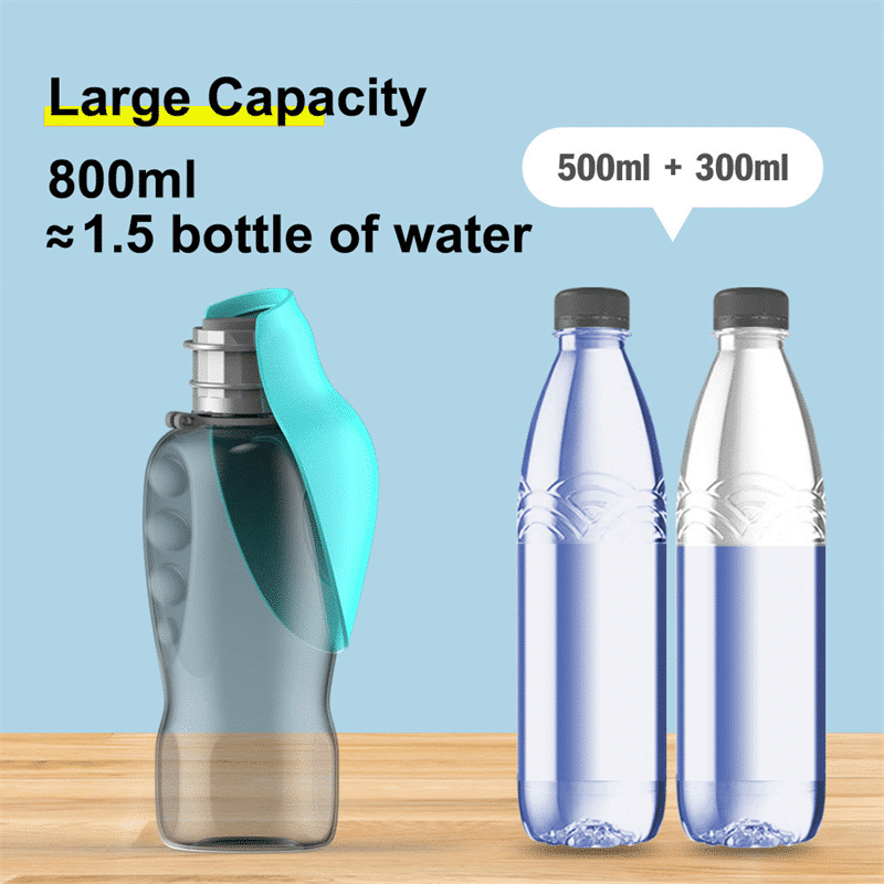 Travel Water Bottle For Dogs With Foldable Leak-proof Bowl, Large Capacity 27.05oz