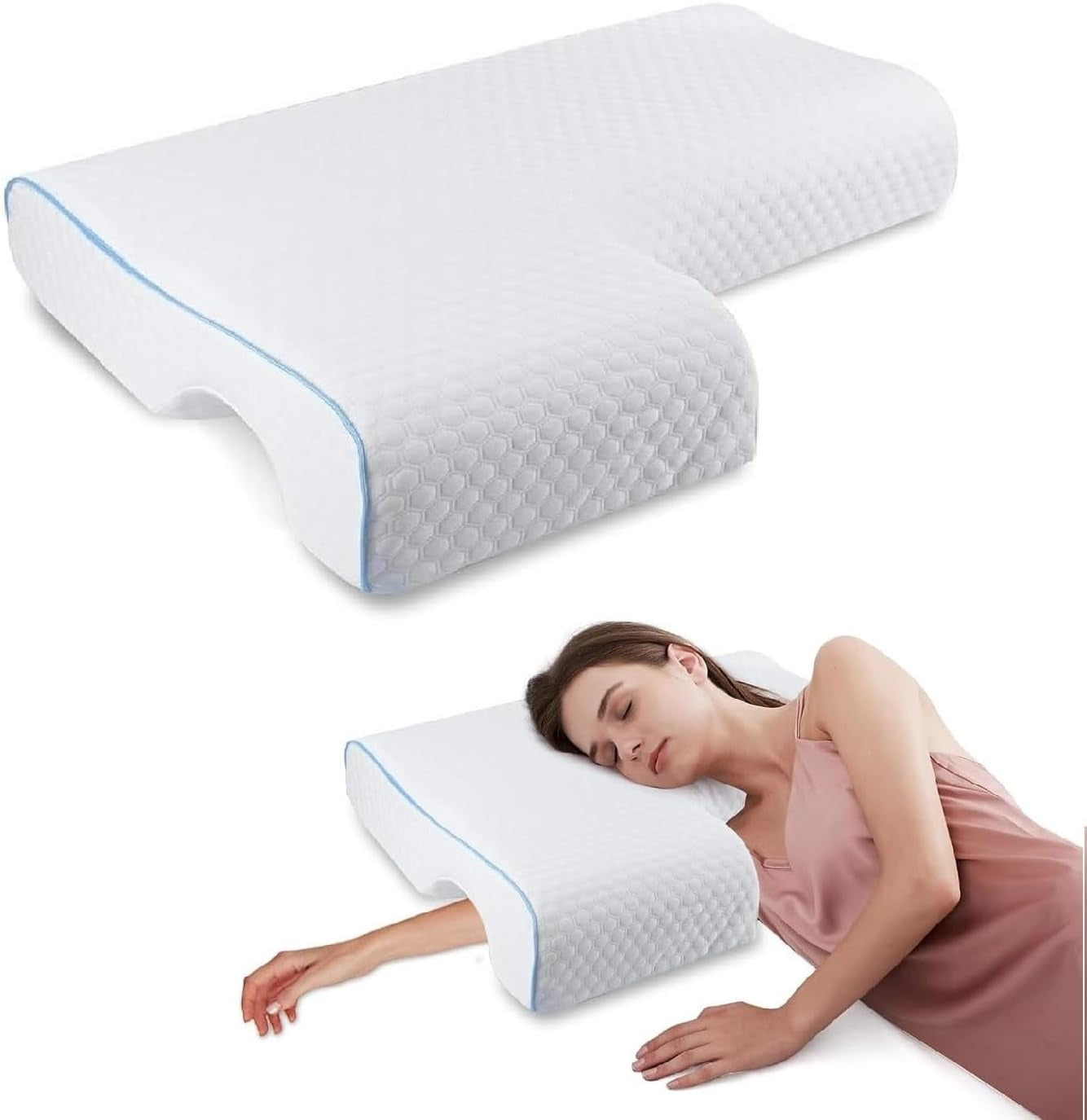 Orthopedic Couple Pillow With Arm-Tunnel For Cuddling