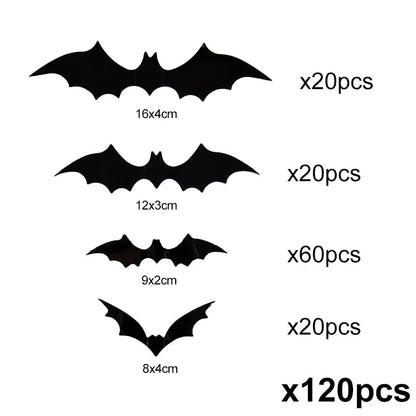 3D PVC Halloween Bats Wall Stickers