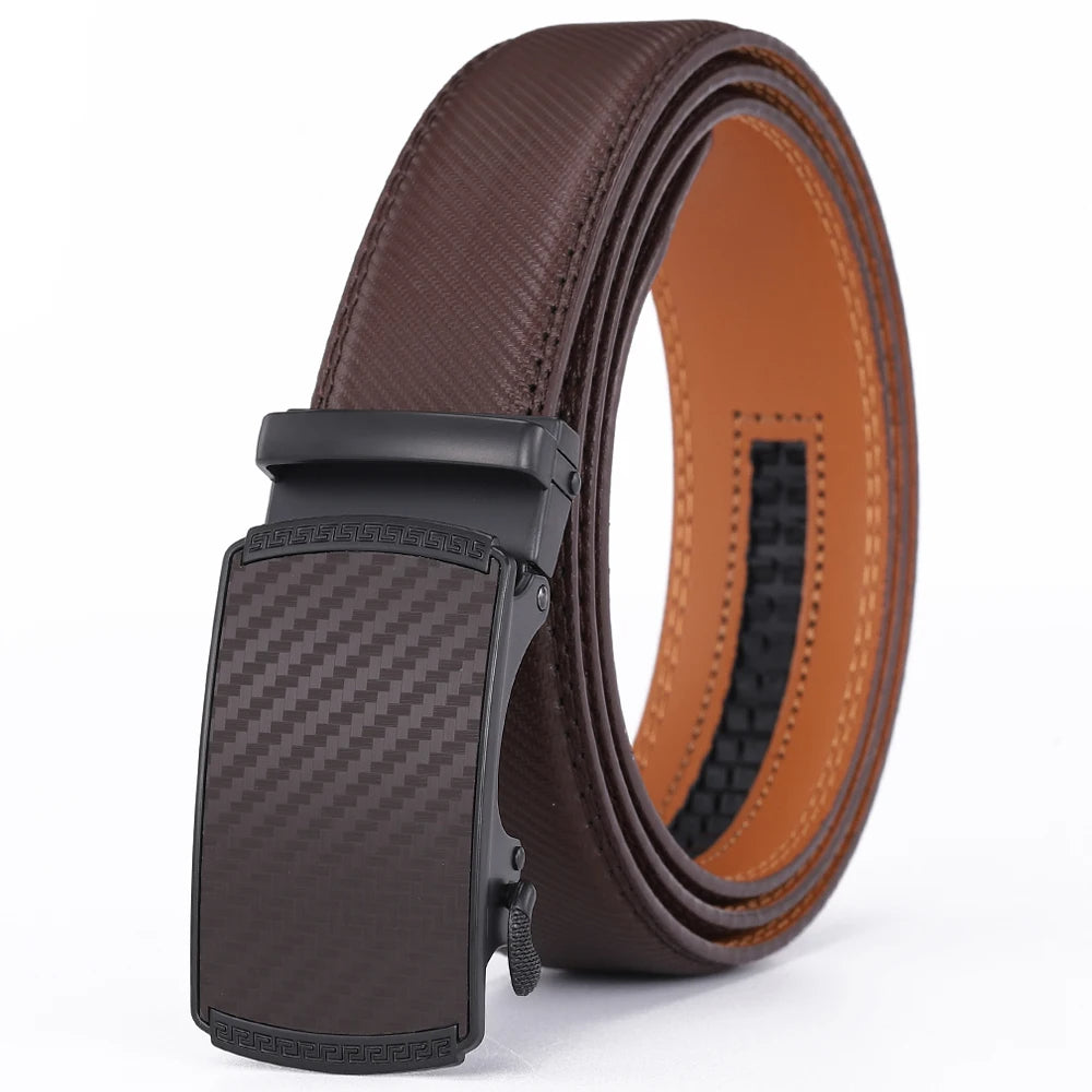 Men's Leather Belt with Automatic Buckle