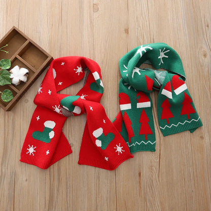 Cute Christmas Knit Scarf for Kids Winter