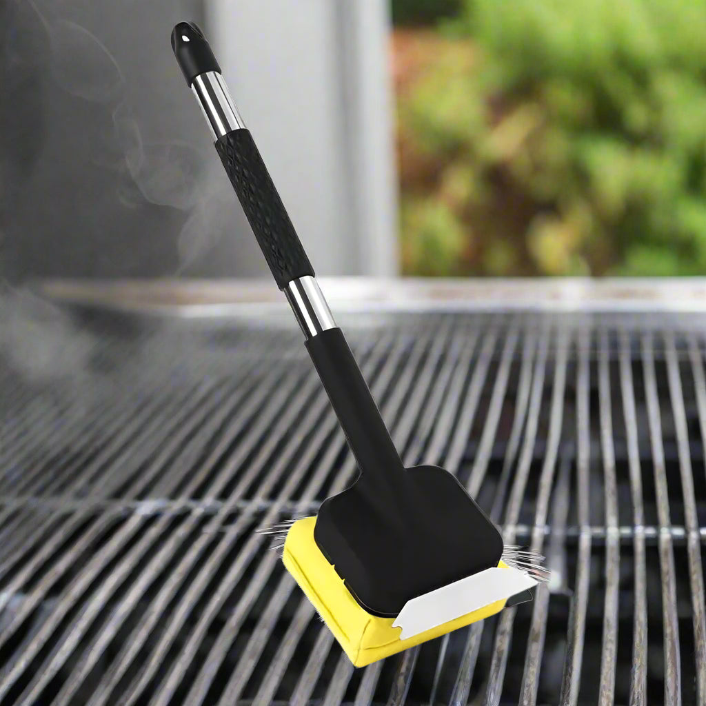 Grill Brush with Steam Cleaning and Scraper