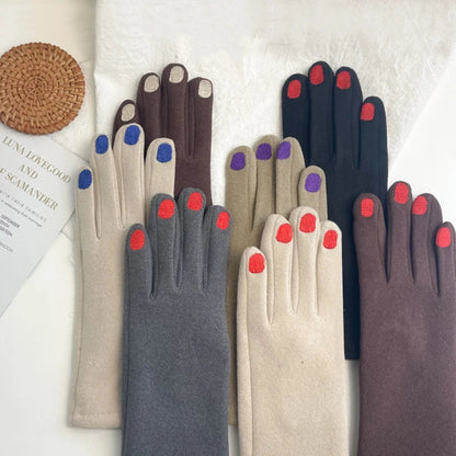 Touch Screen Winter Gloves with Nail Polish Design