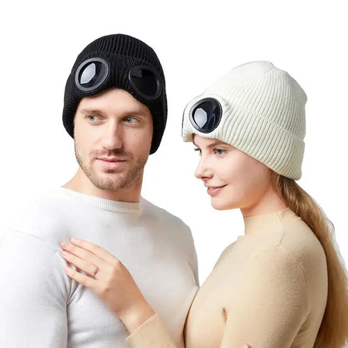 Unisex Goggles Winter Hat Knitted Beanie