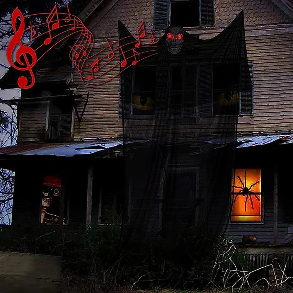 Outdoor Halloween Ghost Decoration with Skeleton Mask