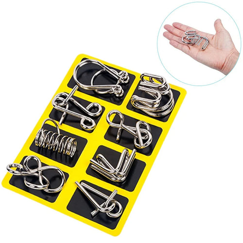 8 Piece Metal Puzzle Ring Set Brain Teaser Toys