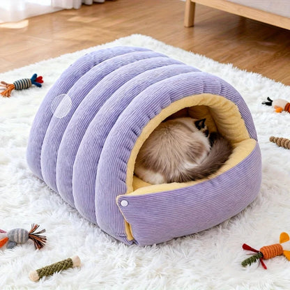 Warm Arctic Fleece Enclosed Cat Cave Bed
