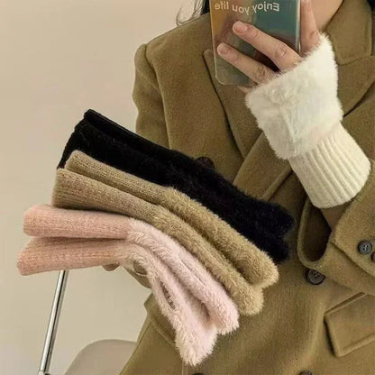 Plush Cozy Fingerless Gloves for Women