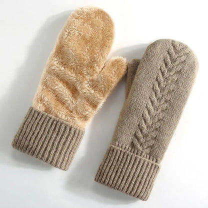 Double Layer Fleece Lined Winter Mittens
