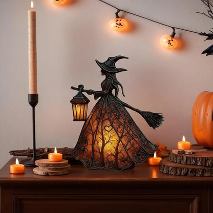 Halloween Witch Table Lamp Spooky Desk Decor Light