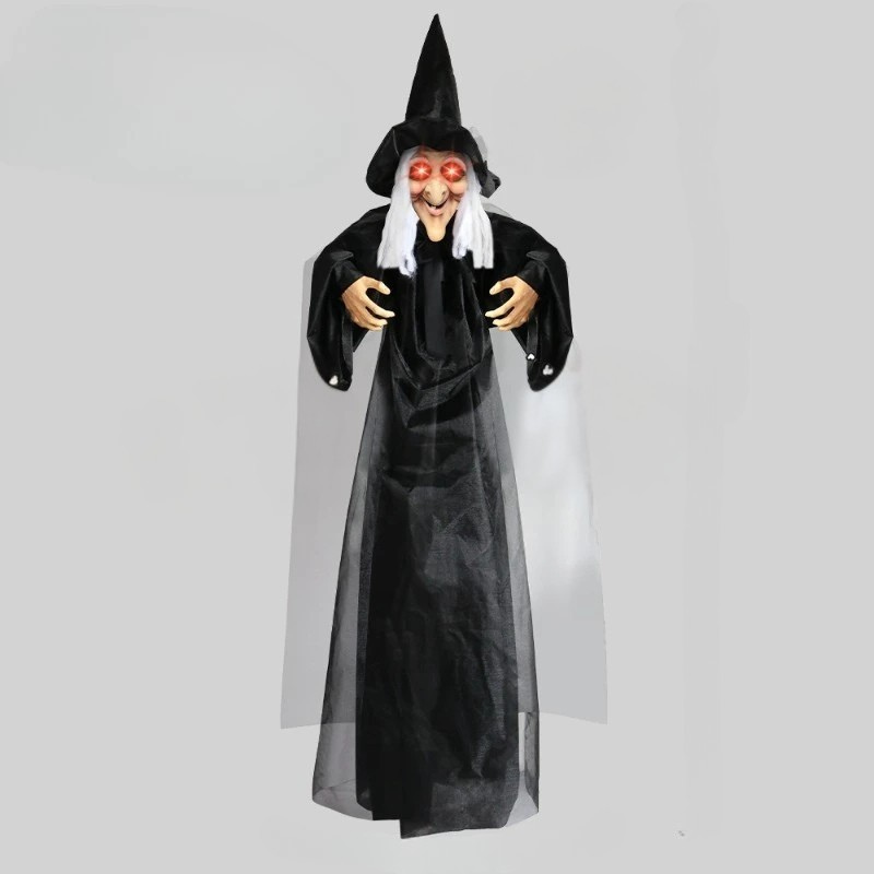 Life Size Animated Halloween Witch with Red Eyes