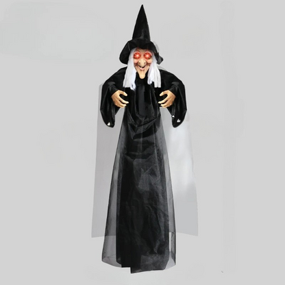 Life Size Animated Halloween Witch with Red Eyes