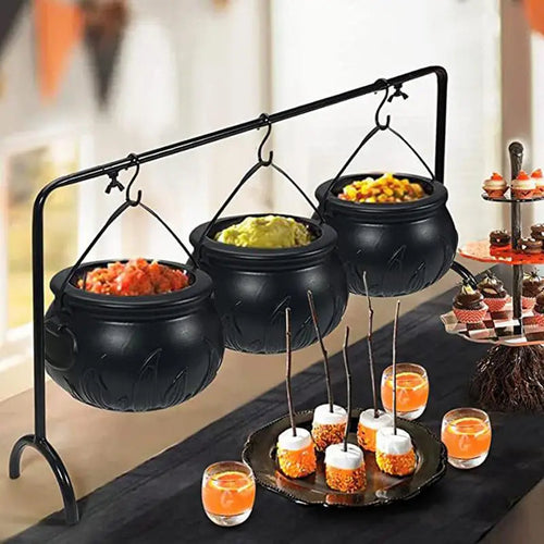 Witch Cauldron Candy Bowl Halloween Decoration Set