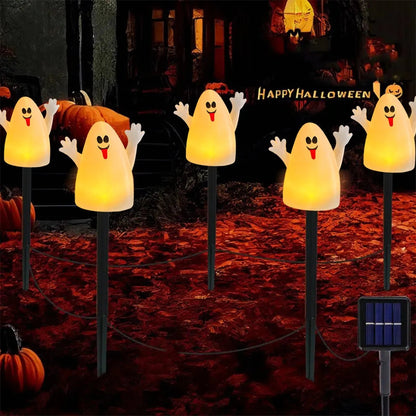 Lighted Halloween Pumpkin and Ghost Solar Decor Set