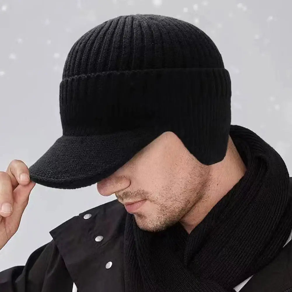 Men Knit Ear Cover Winter Hat