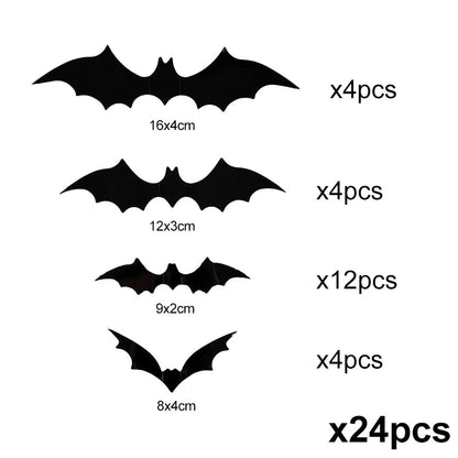 3D PVC Halloween Bats Wall Stickers