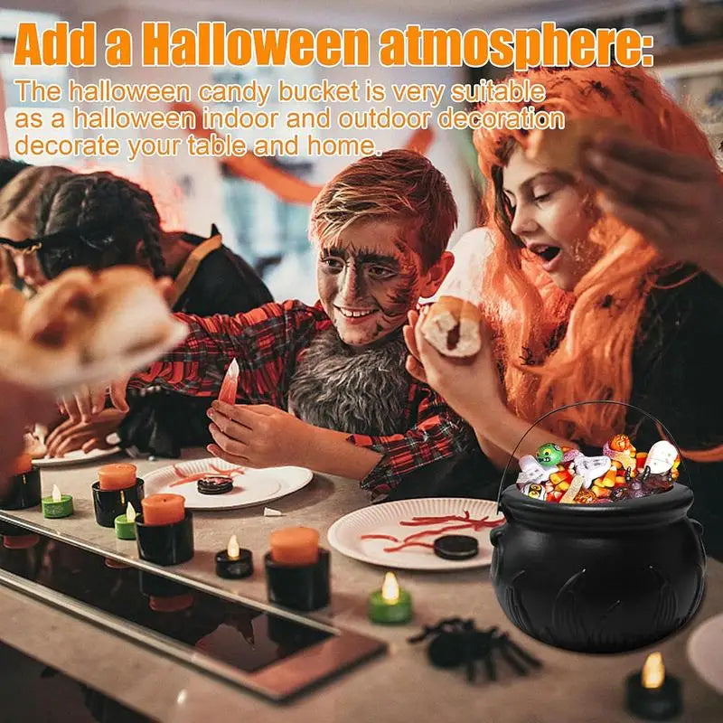 Witch Cauldron Candy Bowl Halloween Decoration Set