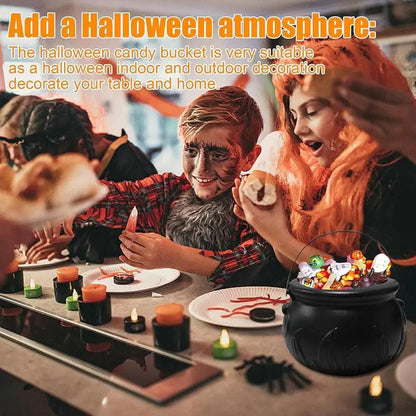 Witch Cauldron Candy Bowl Halloween Decoration Set