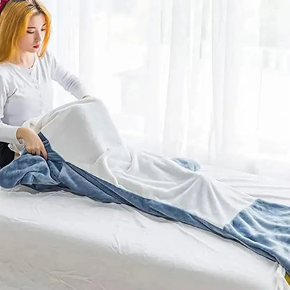 Soft Flannel Shark Hoodie Blanket