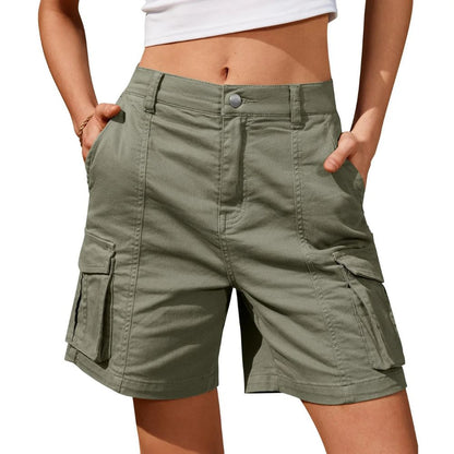 Womens Low Waist Long Work Cargo Shorts