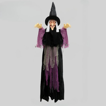 Life Size Animated Halloween Witch with Red Eyes