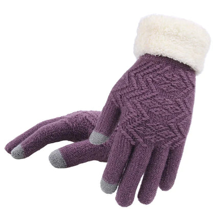 Plush Lined Touch Screen Knitted Gloves