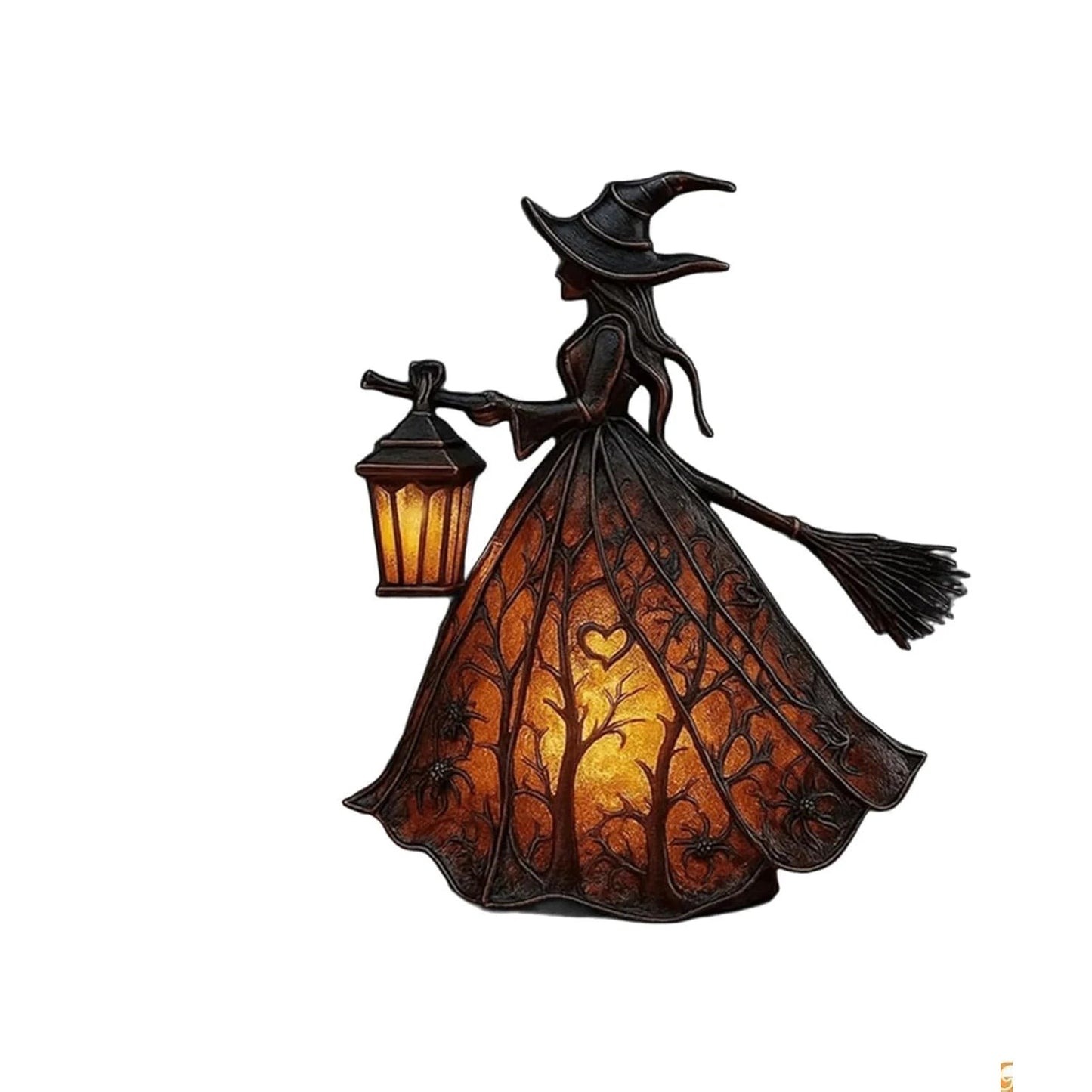Halloween Witch Table Lamp Spooky Desk Decor Light