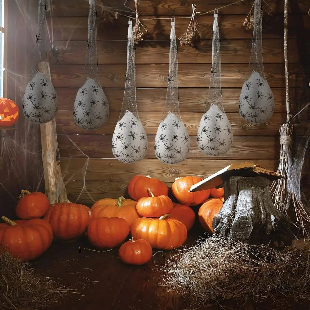 Light Up Spider Egg Sacs Halloween Decor Hanging Prop