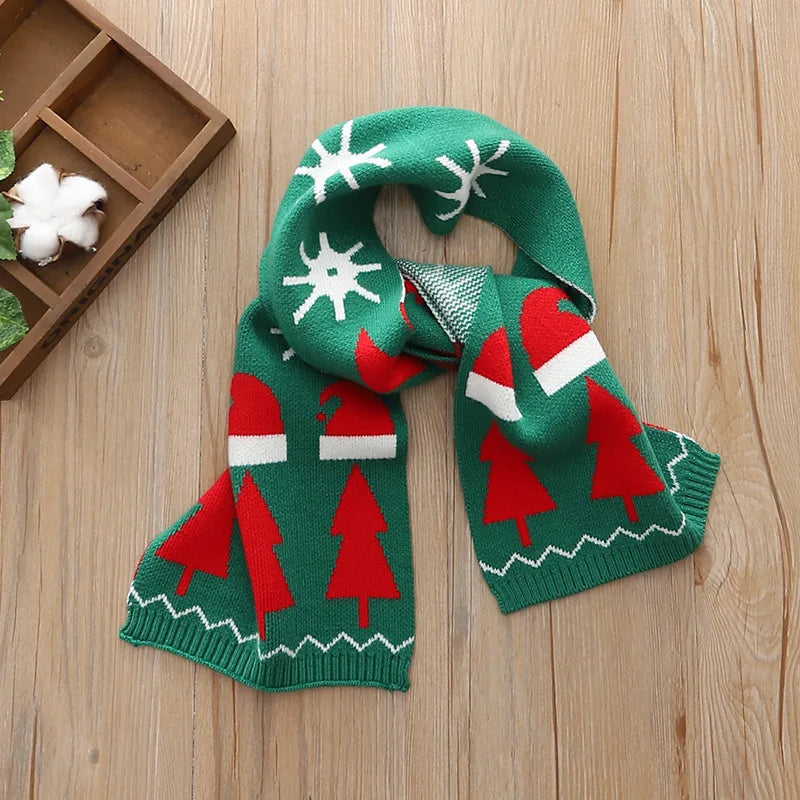 Cute Christmas Knit Scarf for Kids Winter