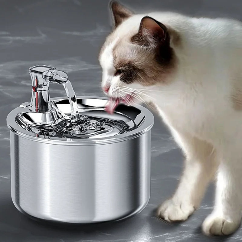 Stainless Steel Cat Water Fountain with Filter and Sensor