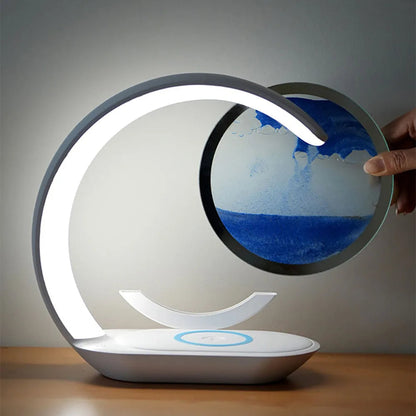 3D Sand Art Table Lamp with Wireless Charger