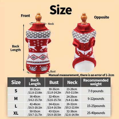 Knitted Dog Christmas Sweater for Small Pets