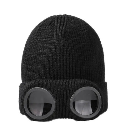 Unisex Goggles Winter Hat Knitted Beanie