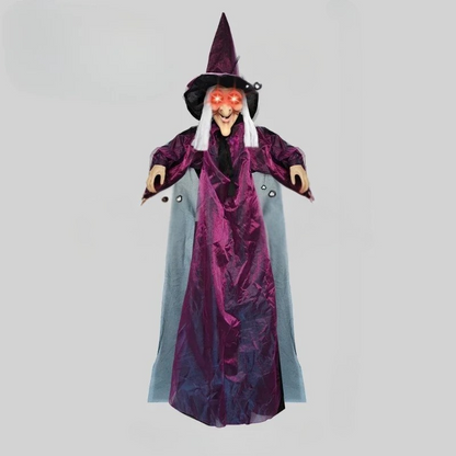 Life Size Animated Halloween Witch with Red Eyes