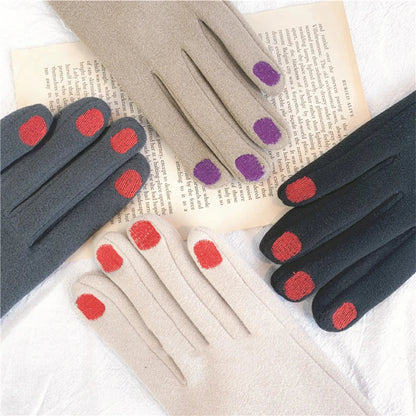 Touch Screen Winter Gloves with Nail Polish Design