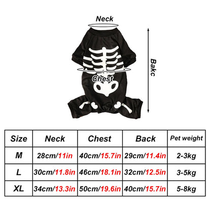 Skeleton Jumpsuit Dog Halloween Costume