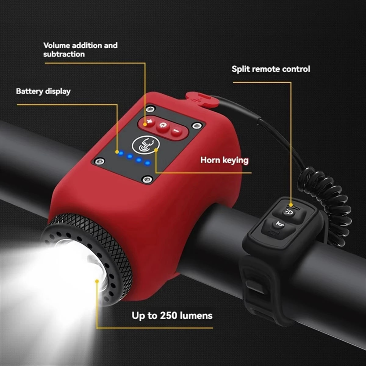 Electric Bike Horn and Front Light