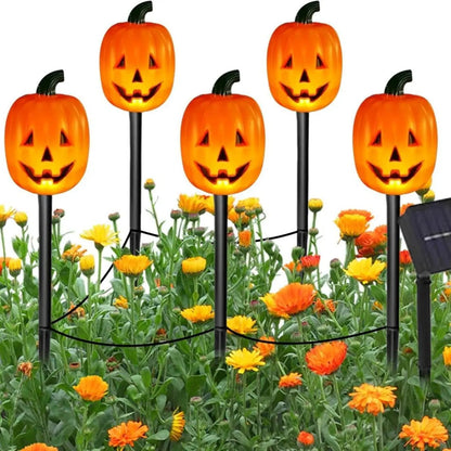 Lighted Halloween Pumpkin and Ghost Solar Decor Set