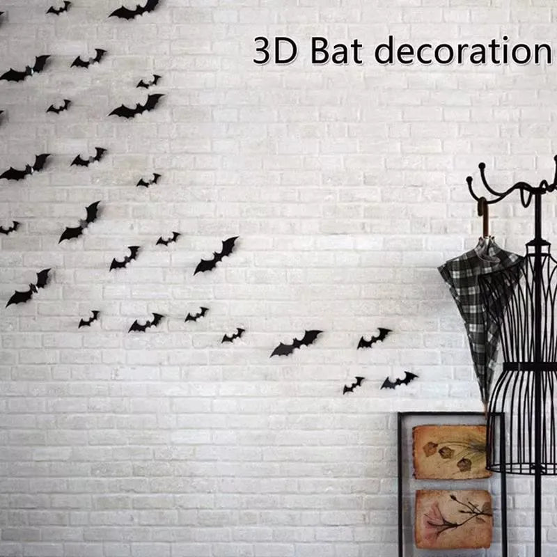 3D PVC Halloween Bats Wall Stickers