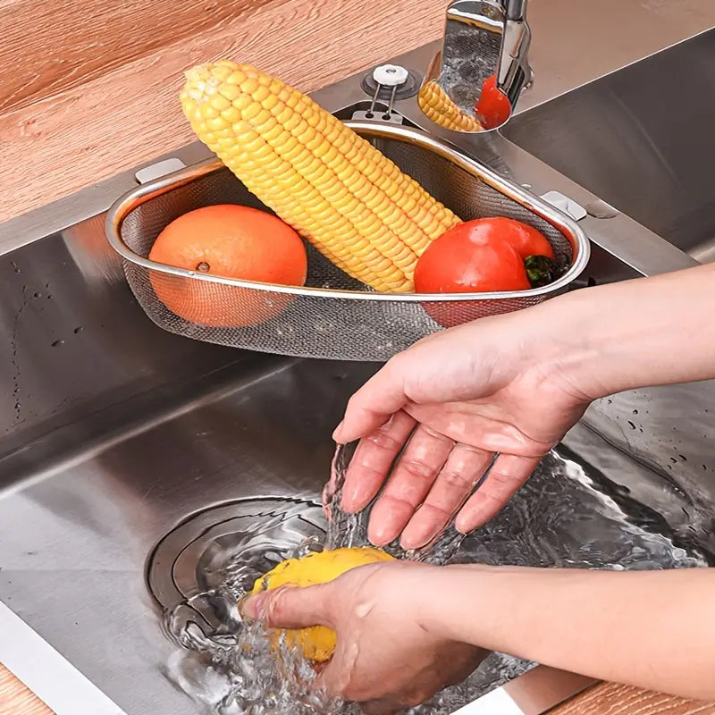 Triangular Stainless Steel Sink Drainer Basket (1PC)