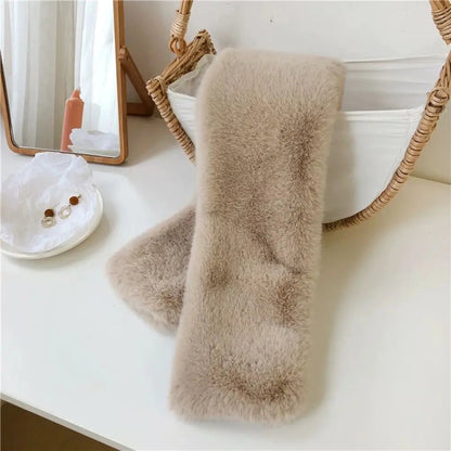Faux Fur Cross Collar Neck Warmer Winter Scarf