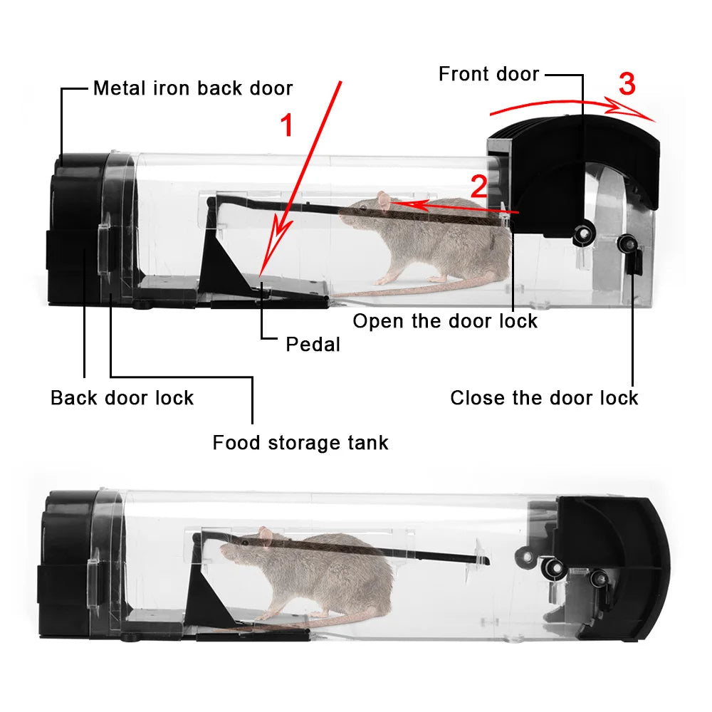 Self-Locking Reusable Humane Mouse Trap