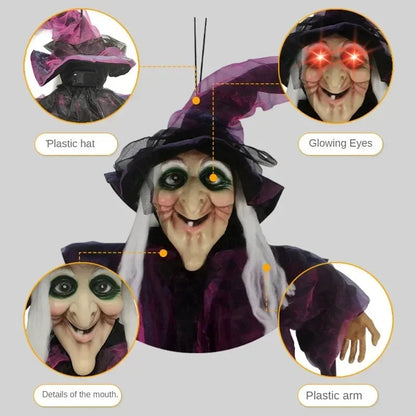 Animated Halloween Witch Decor with Sound and Glowing Eyes