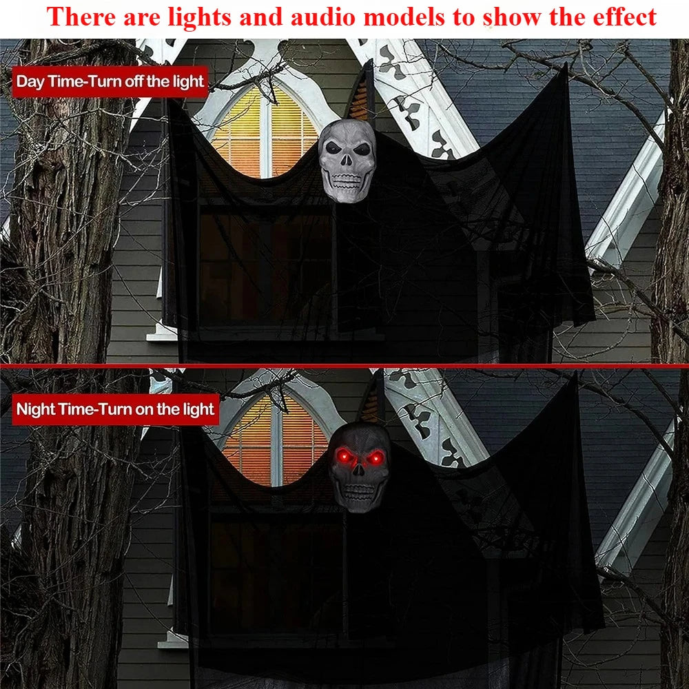 Outdoor Halloween Ghost Decoration with Skeleton Mask