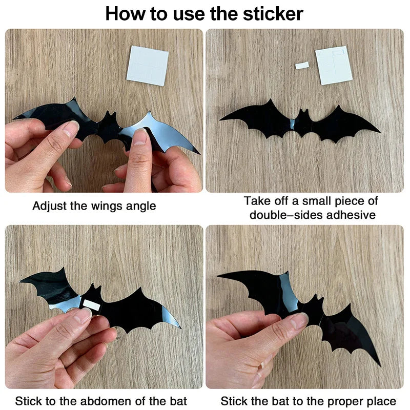 3D PVC Halloween Bats Wall Stickers