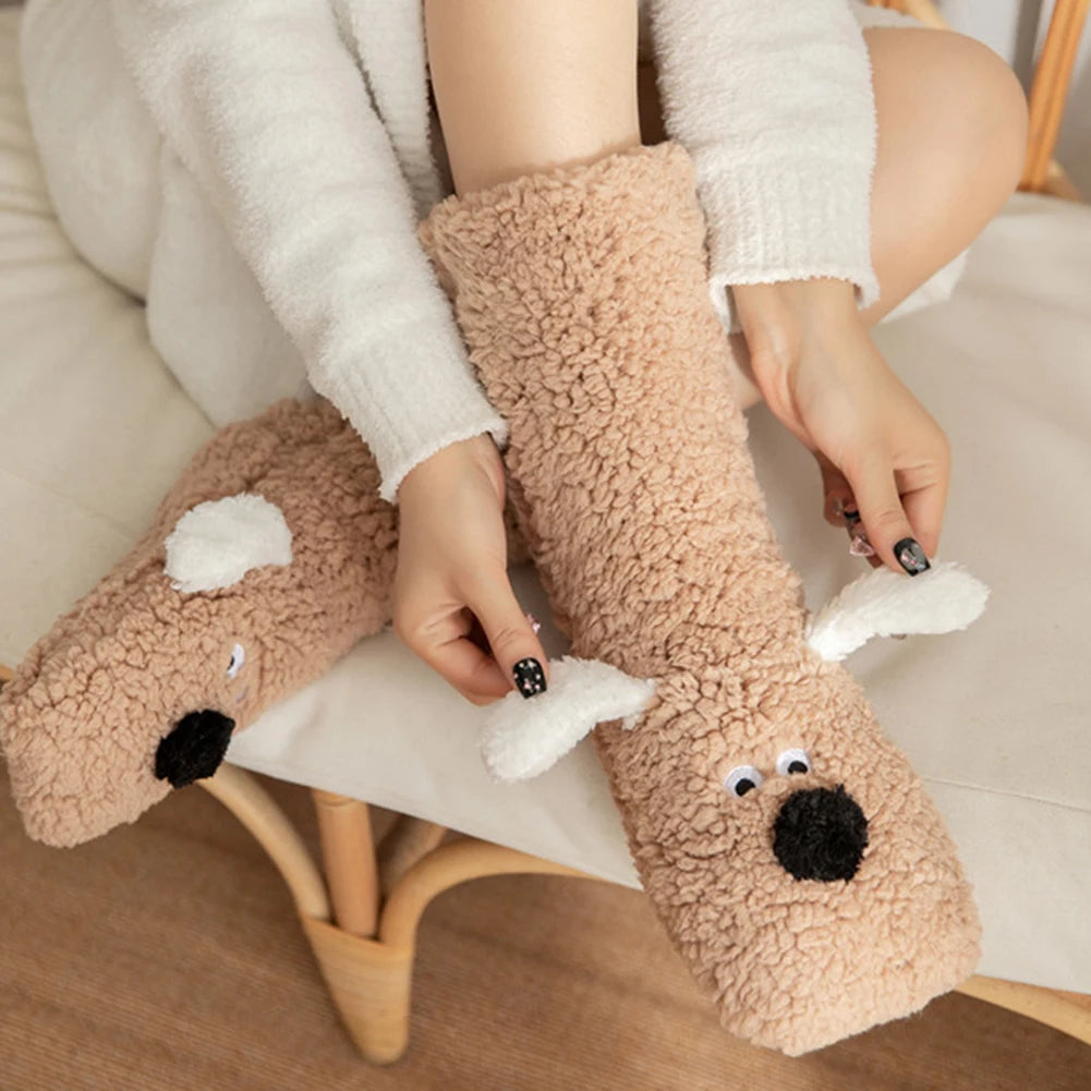 Cute Dog Fuzzy Socks Winter Leg Warmer
