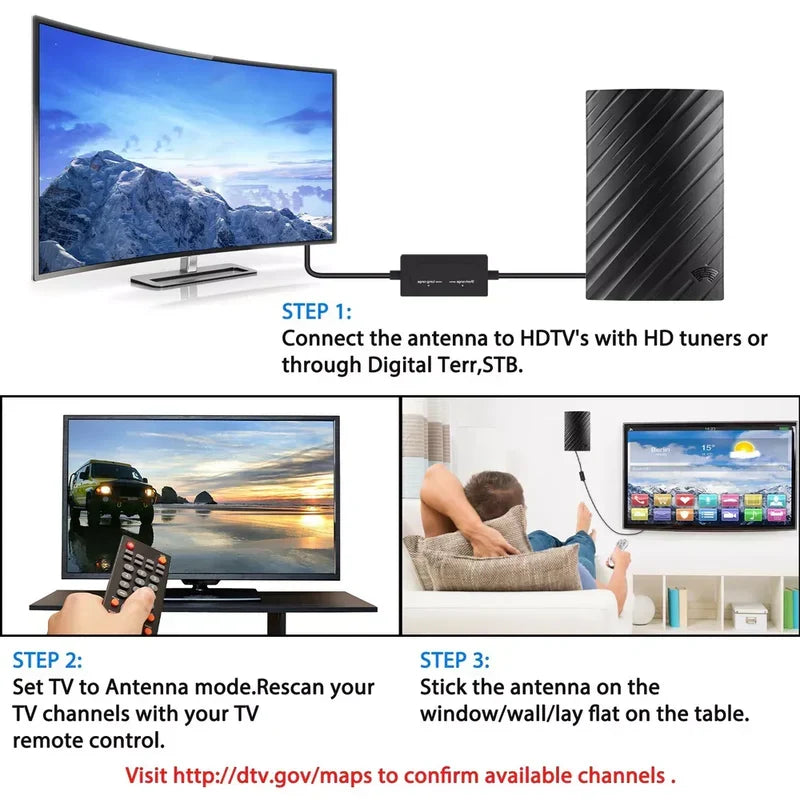 Long Range Indoor HDTV 4K Digital Antenna 600 Miles